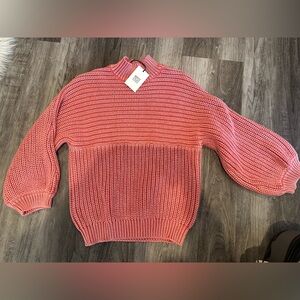 Whitestuff pink cable knit mock turtleneck sweater Small Commercial Sample. NWT